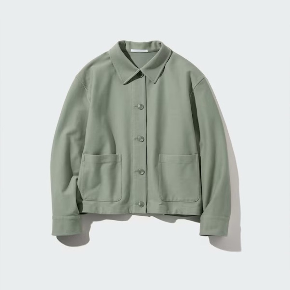 Uniqlo Jersey Relaxed Jacket in Green
